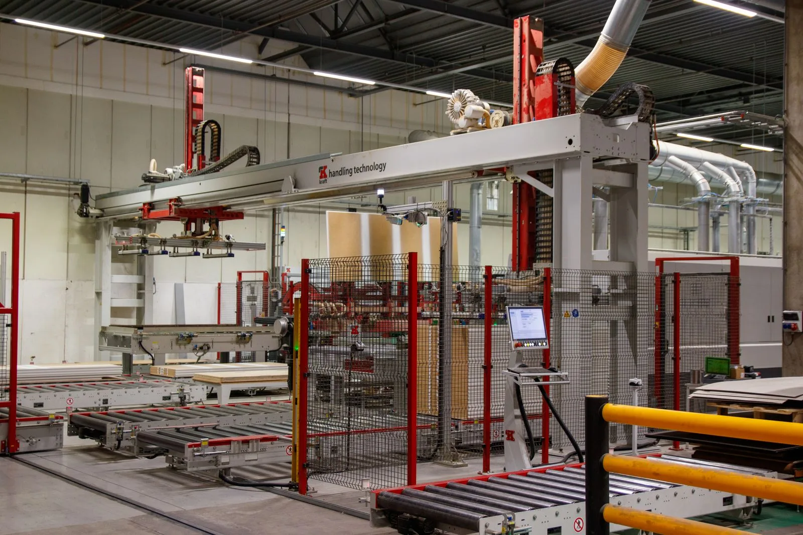 An automated factory conveyor system in operation