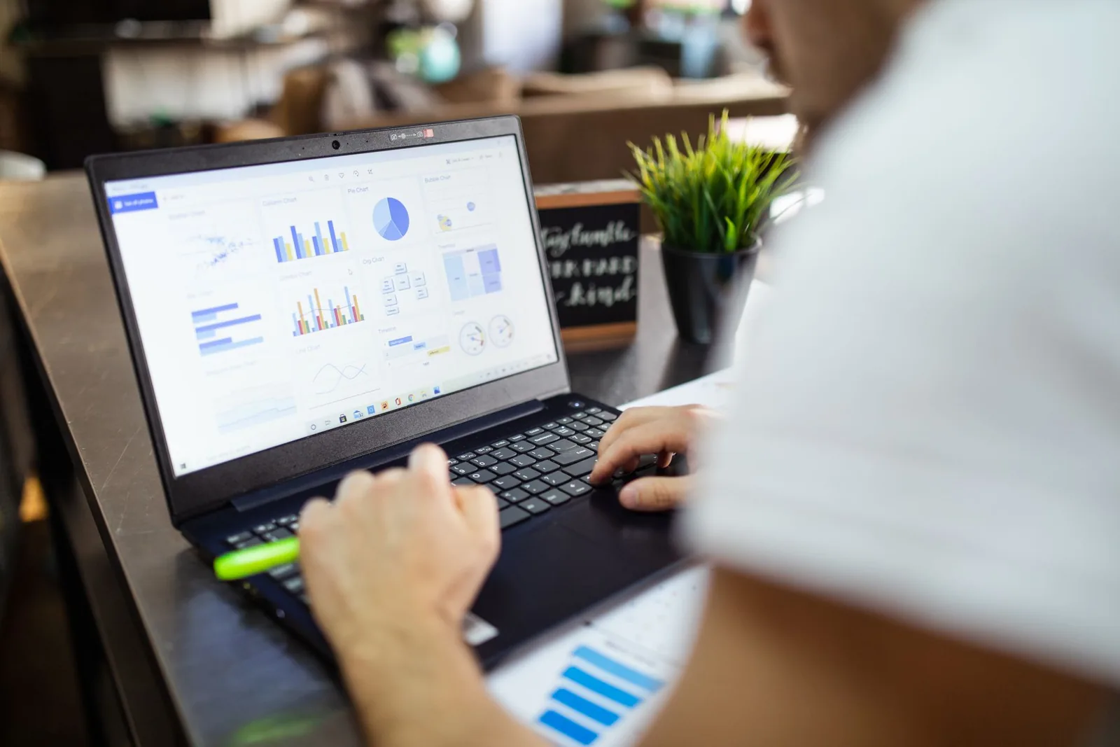 Diagram-style illustration of data flowing from existing business systems into a live dashboard