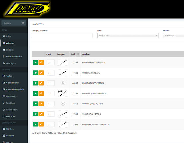 Mayorista Autopartes Deyro system screenshot